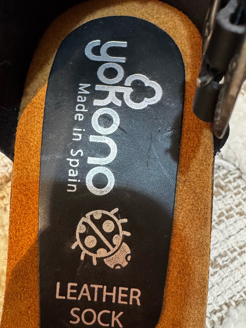 Yokono Spain Black Leather Cork Wedge Sandals EU 38 Ankle Strap Comfort Shoes - Picture 5 of 5